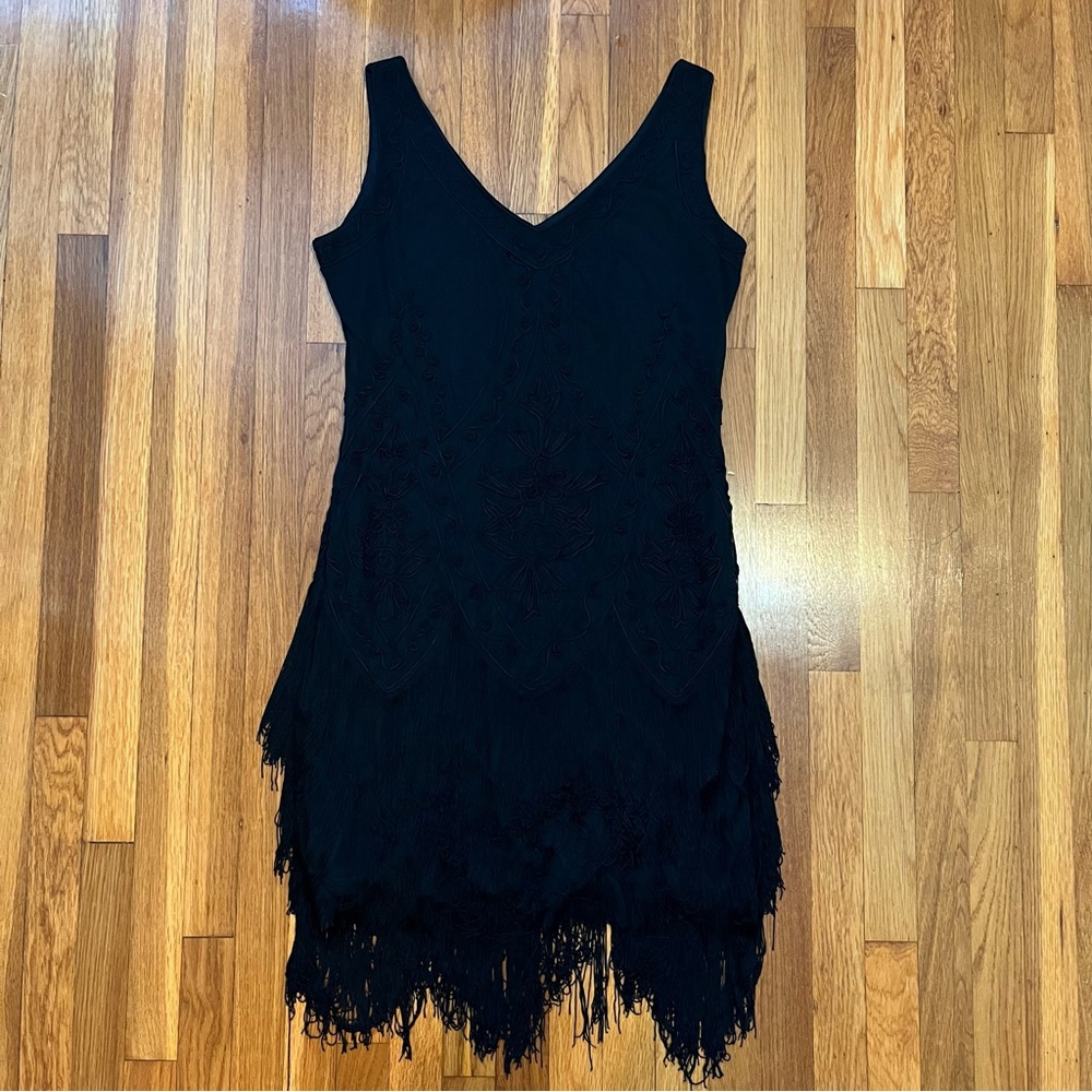 Elegant Black Fringe Mini Dress